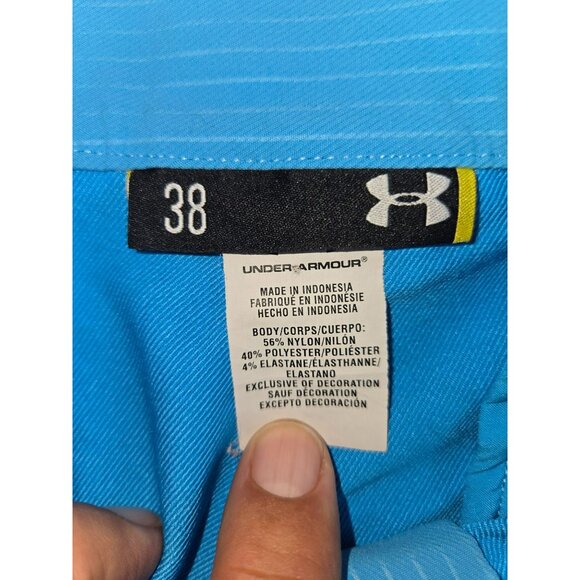Under Armour Mens Blue Striped Nylon Blend Shorts 38 - Picture 3 of 6